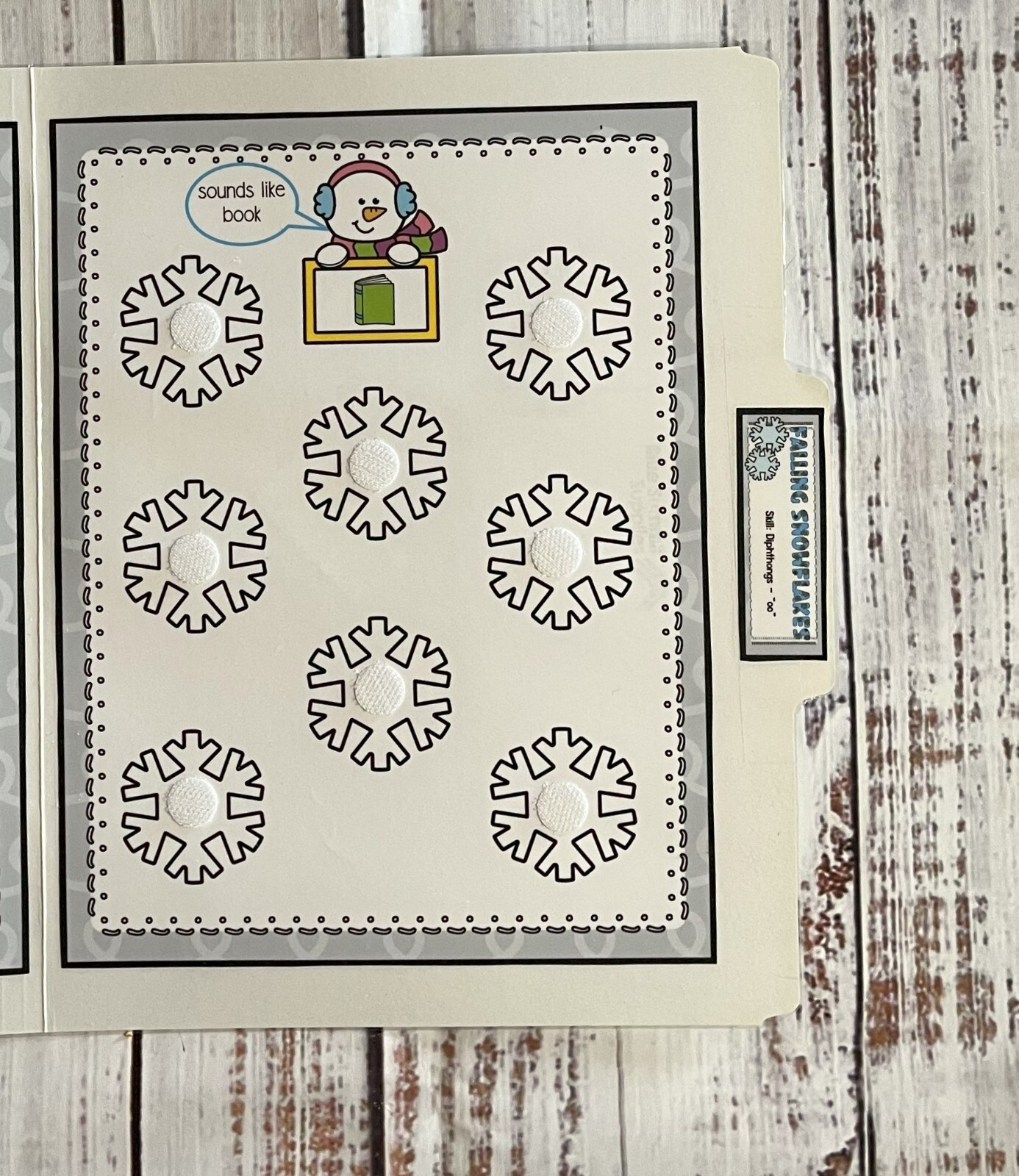 Falling Snowflakes File Folder Game Variant Vowels OO Phonics Literacy Center