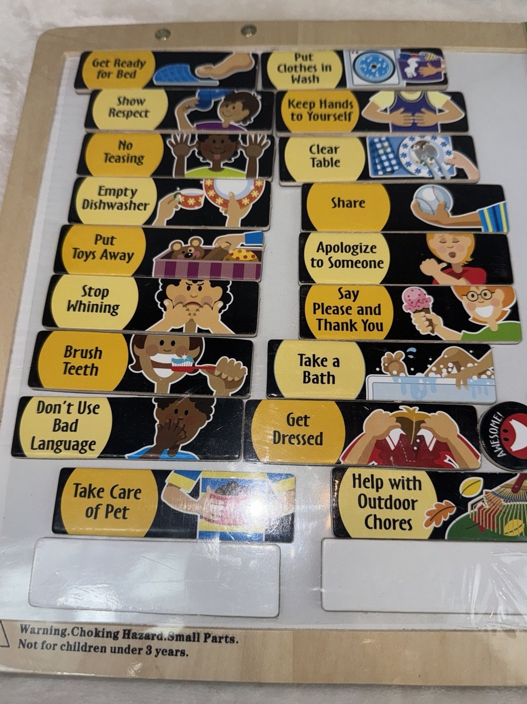 NEW MELISSA & DOUG Magnetic Responsibility Chart 90 Magnets Wooden Hinged