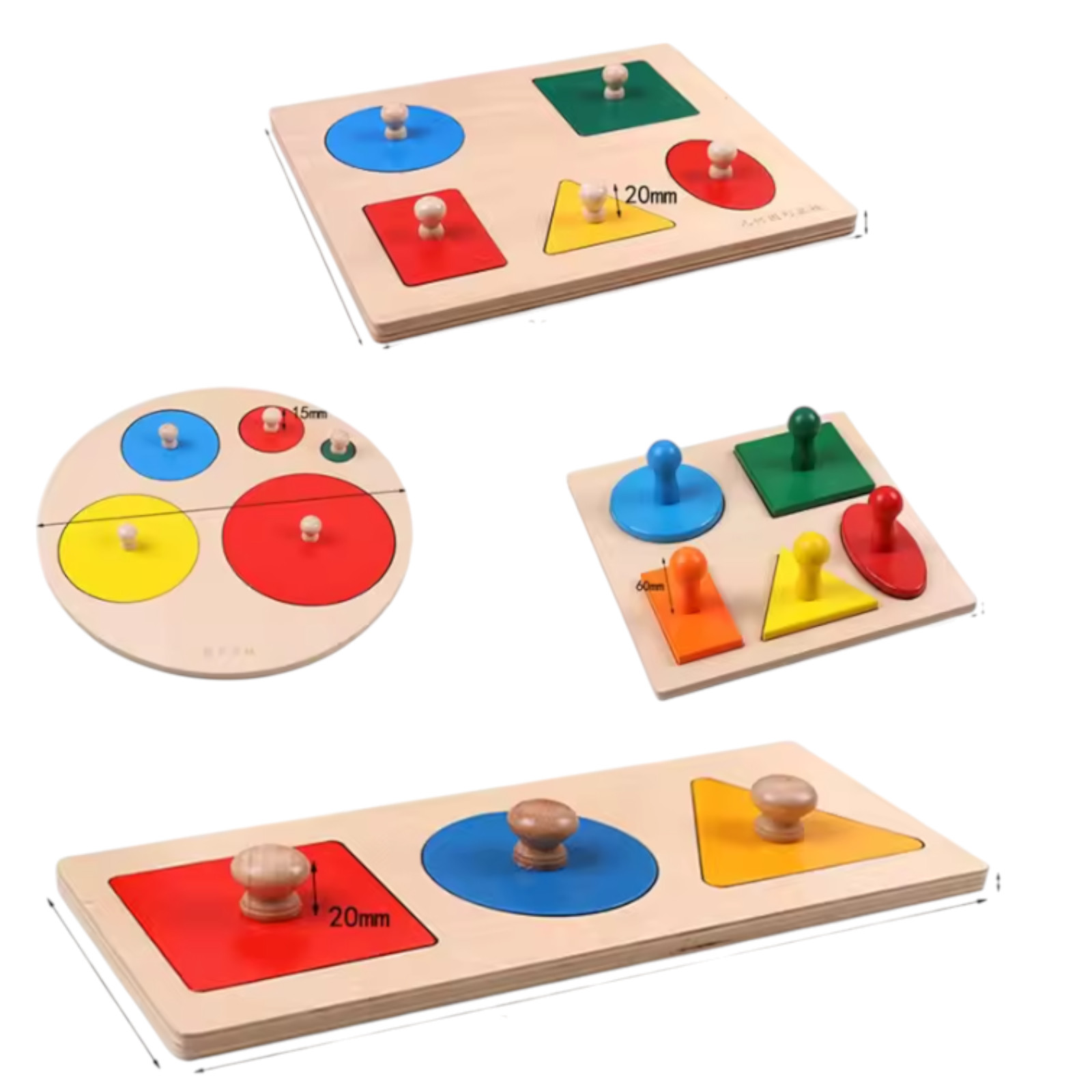 Wooden Geometric Shape Sorting Puzzle Learning Toys for Kids A 5