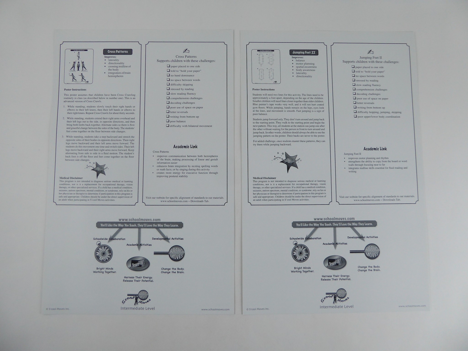 School Moves Focus Moves 11×15 Poster Picture Cards S’cool Lot of 10