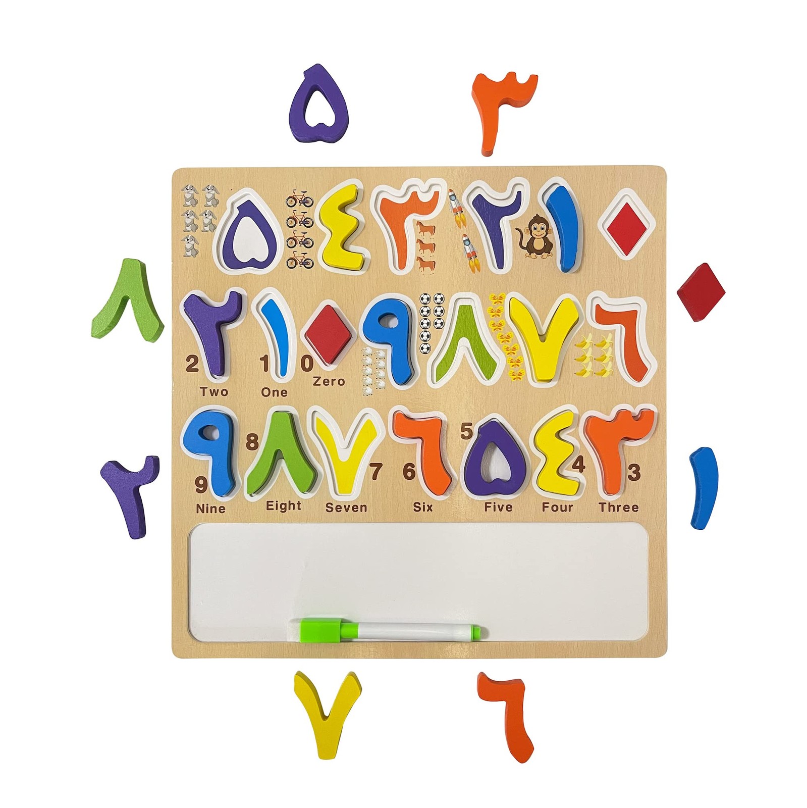Arabic Alphabet Numbers Wooden Puzzles for Toddlers, Learn Arabic Alphabet Words