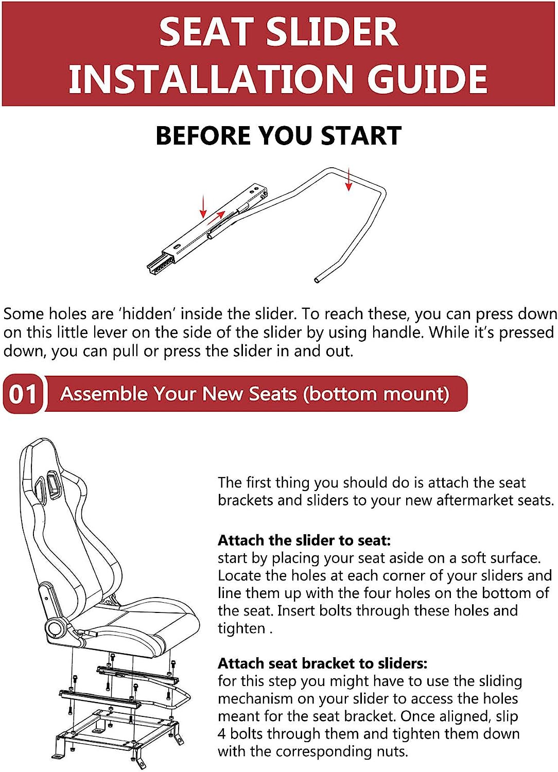 Kit de montaje de riel de montaje de asiento, deslizador de asiento, compatible