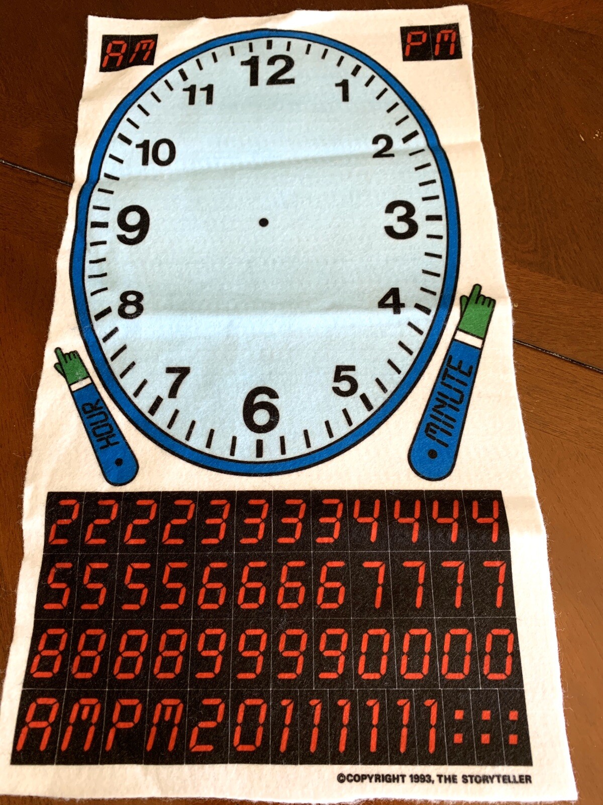 Felt Clock Storyteller Educational Analog & Digital Learn To Tell Time Clock