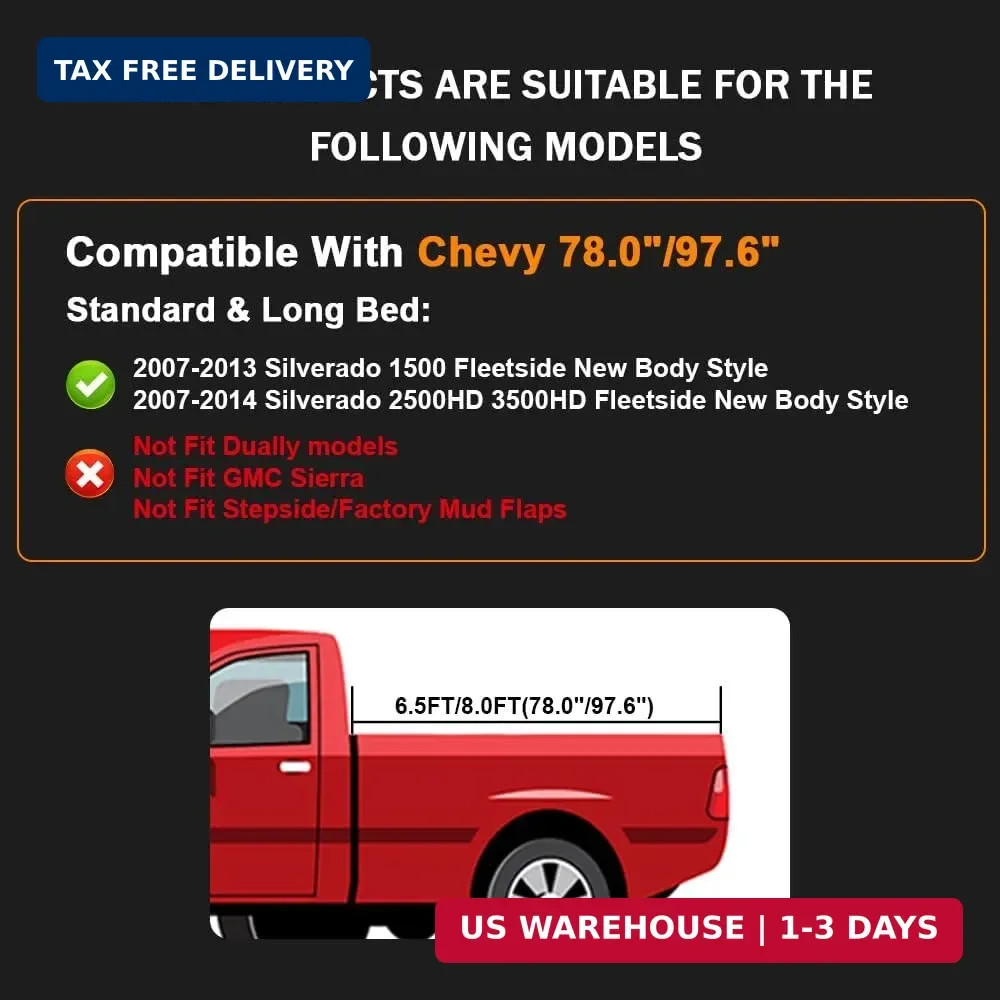 PIT66 Fender Flares, Fit 2007-2013 Chevy Silverado 1500, Fit 2007-2013 Silverado