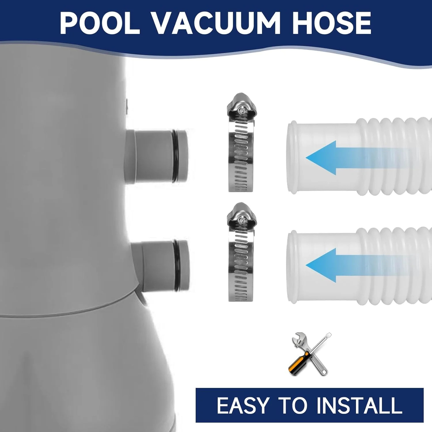 Pool Hoses for Above Ground Pools, 4 Pack 1.25 x 59 Inch Pool Filter Pump Hoses,