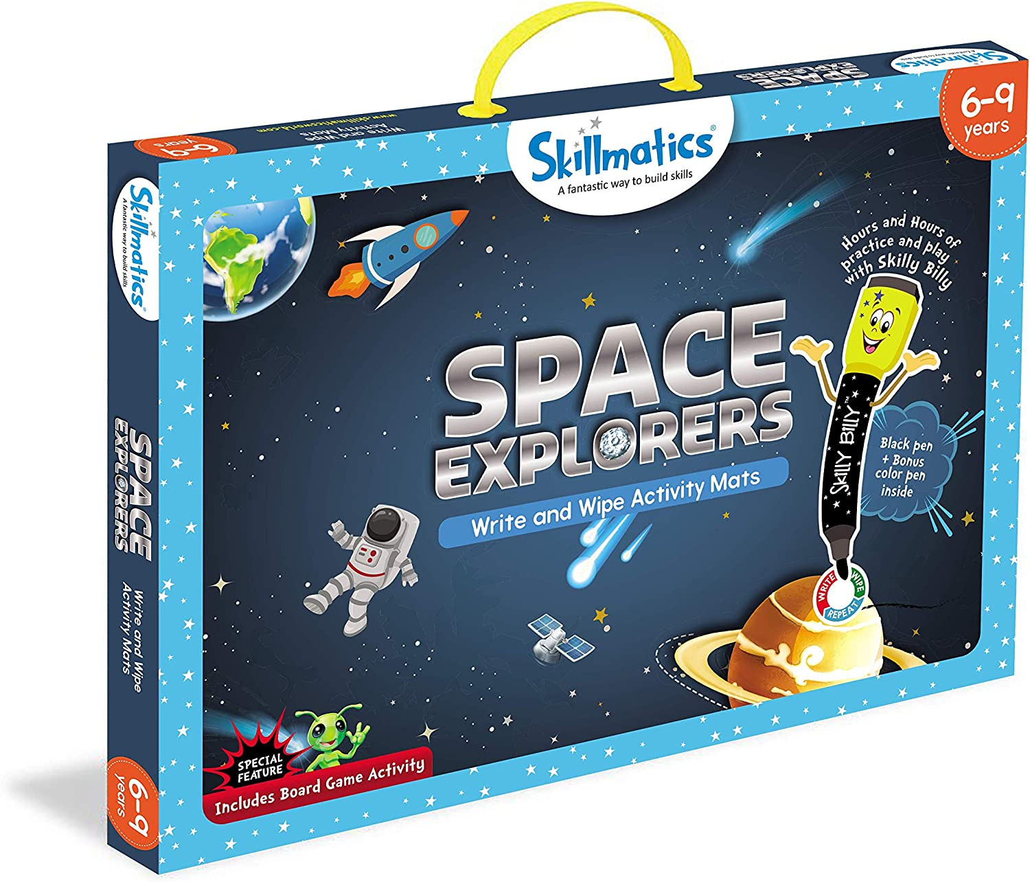 Skillmatics Educational Game Explorers Reusable Mats with 2 Dry Erase Markers +5