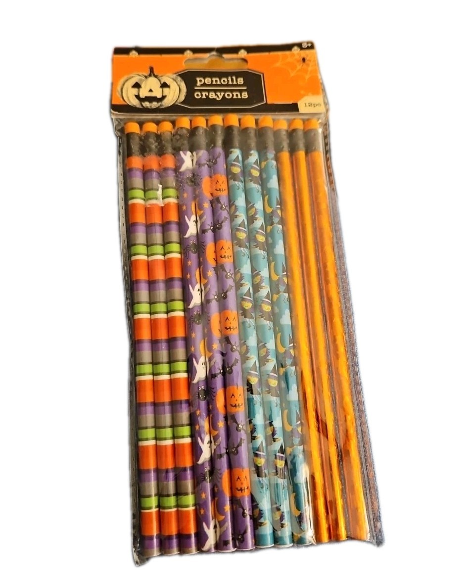 New Halloween Themed Pencils 12 Pack #2 with erasers Ships Free