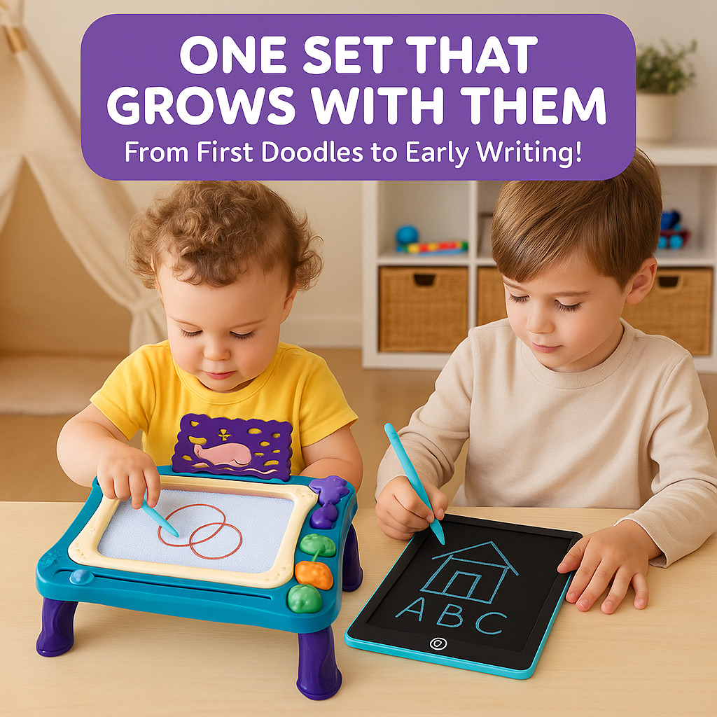 JoyX 2-Pack Magnetic Drawing Board & LCD Tablet for Kids – Joy-Doodle & Portable