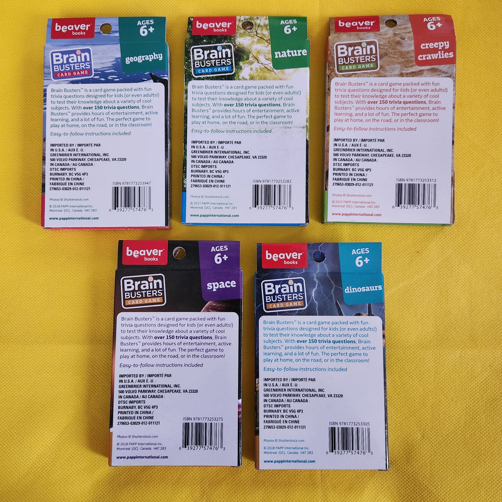 Brain Busters Gaming Cards – Space, -Geography,Dinosaurs, Nature,Creepy Crawlies