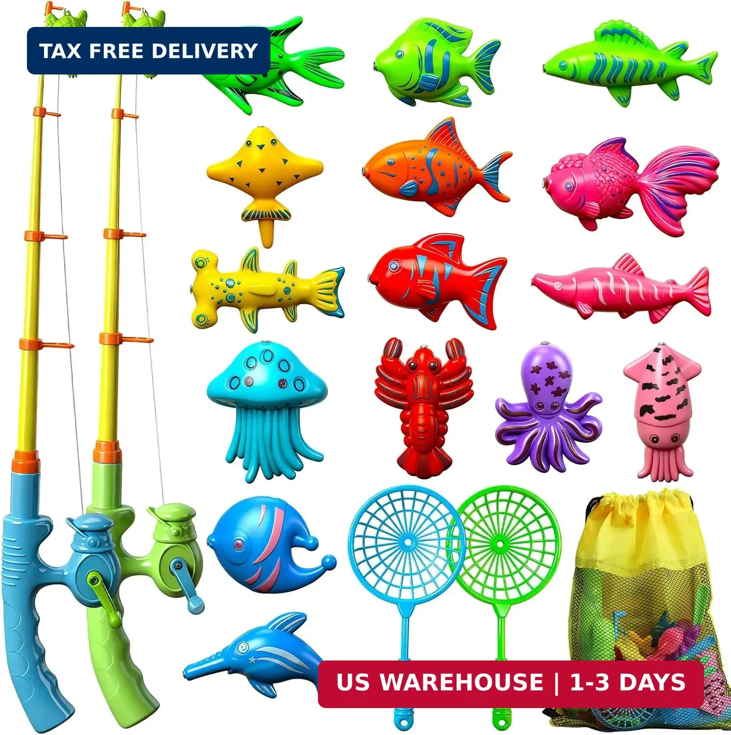 TOY Life 2-Player Magnetic Fishing Game for Kids 3-5 – Toddler Fishing Pole Set
