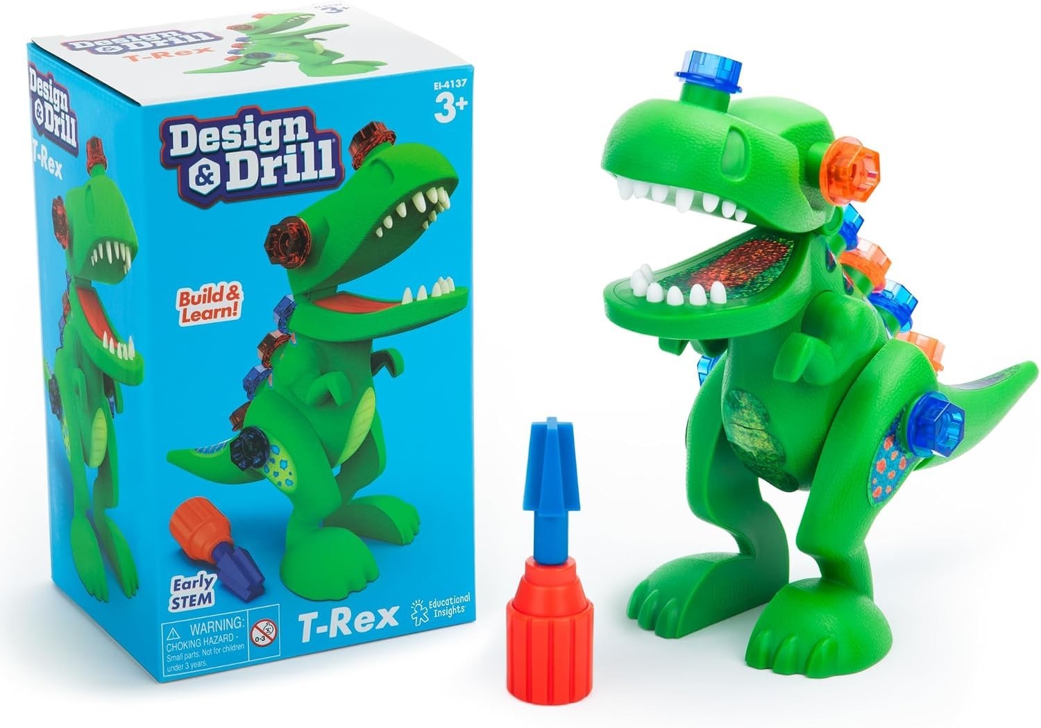 Interactive Design & Drill T-Rex: 12-Piece Toy for Motor Skills Development