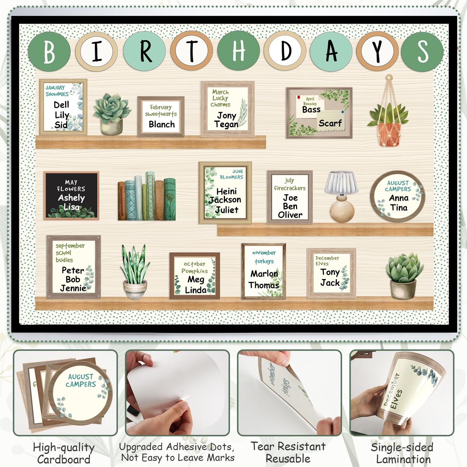Eucalyptus Birthday Bulletin Board Set for Classroom, Birthday Chart for Clas…