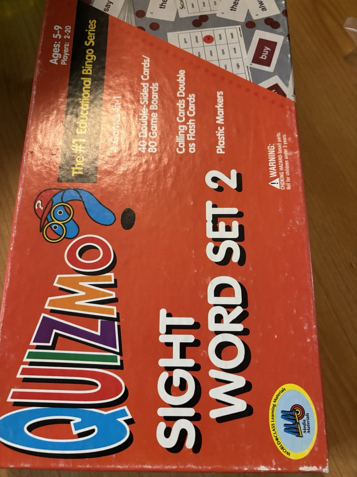 QUIZMO Sight Words Bingo Set 2 Ages 5-9, 2-20 players