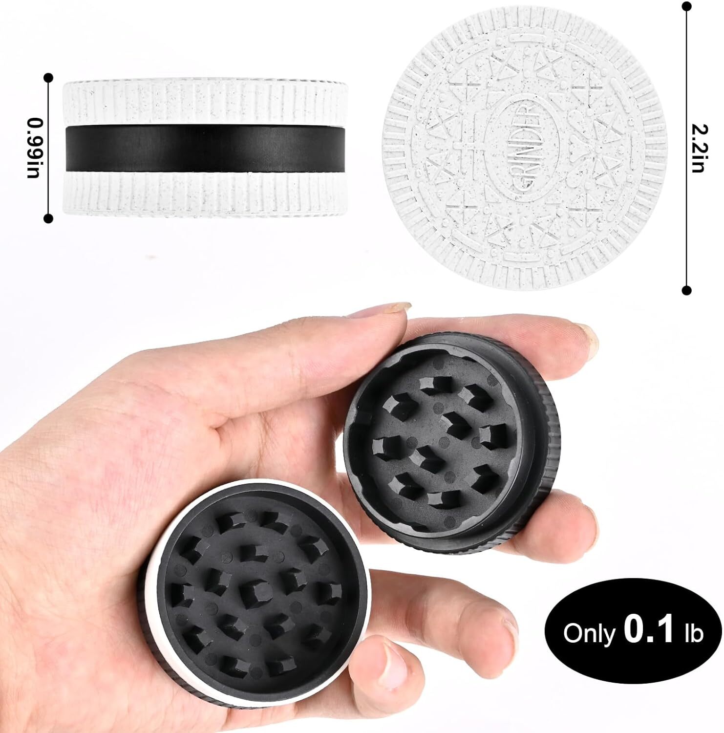 2PCS Grinder, 2.2 Inch Spice Grinders, Stronger Grip, Cookie Shape Design