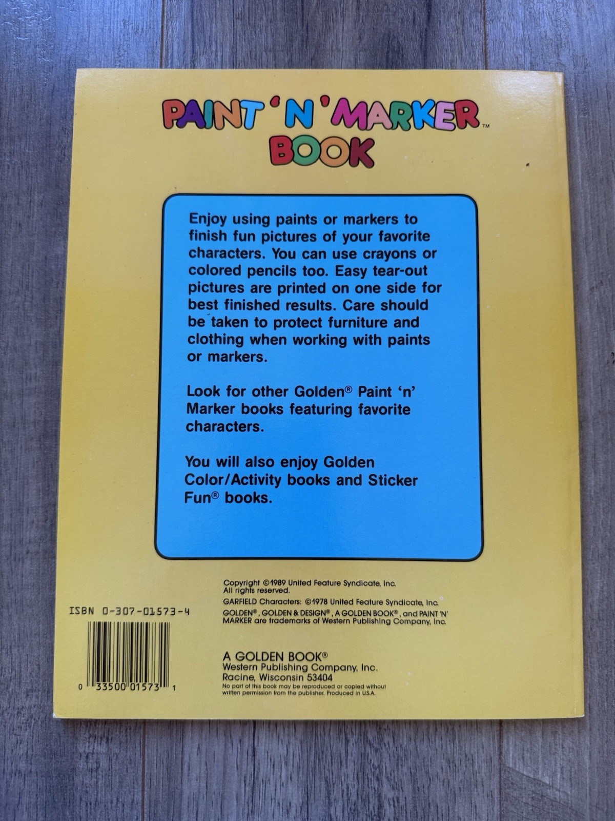 Golden GARFIELD Activity Book LOT Trace & Color Paint ‘N’ Marker With Water Cat
