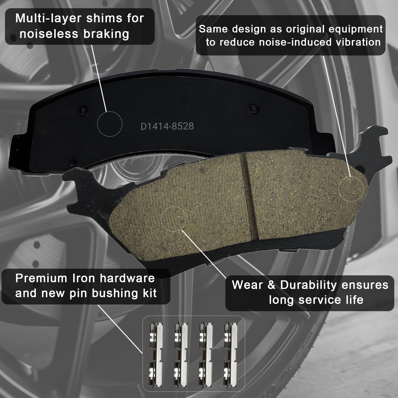 Front Rear Ceramic Brake Pads Kits fit brake pads for ford