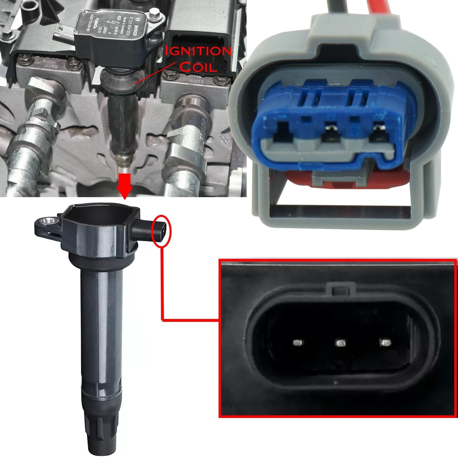 2 Pcs 2 Wires Ignition Coil Connector Wiring Harness Pigtail Plug Fit for Chr…