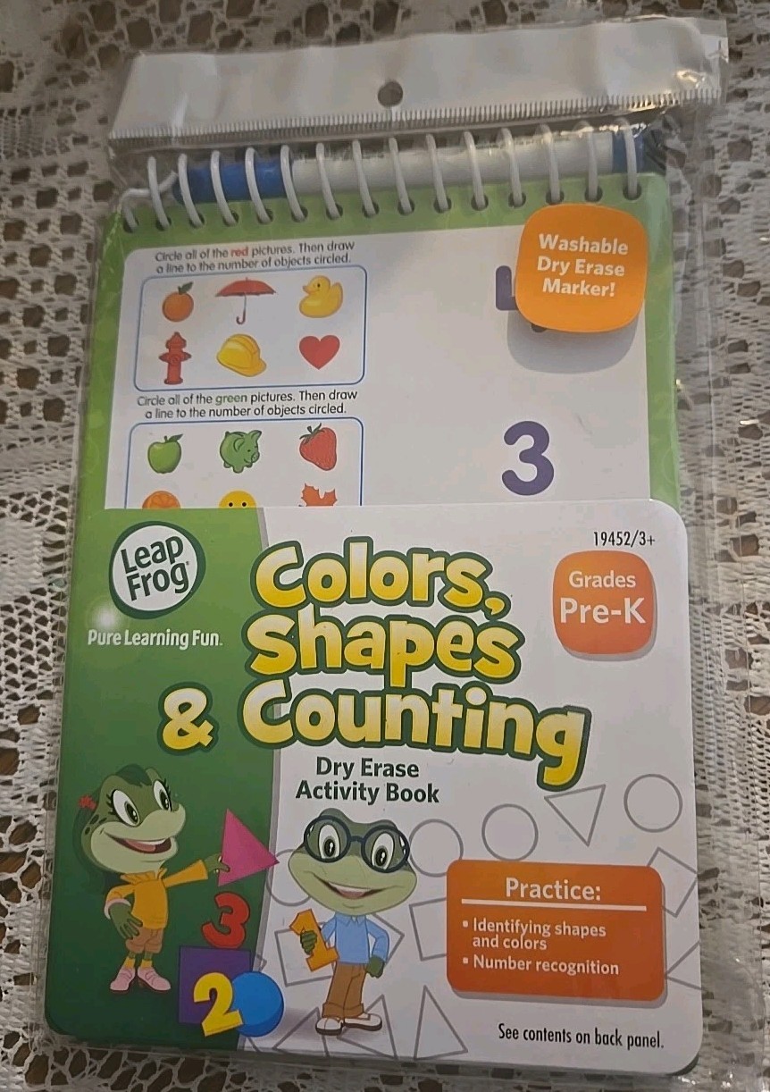 Leap Frog Colors,Shapes, & Counting PRE K Dry Erase Activity Book NEW