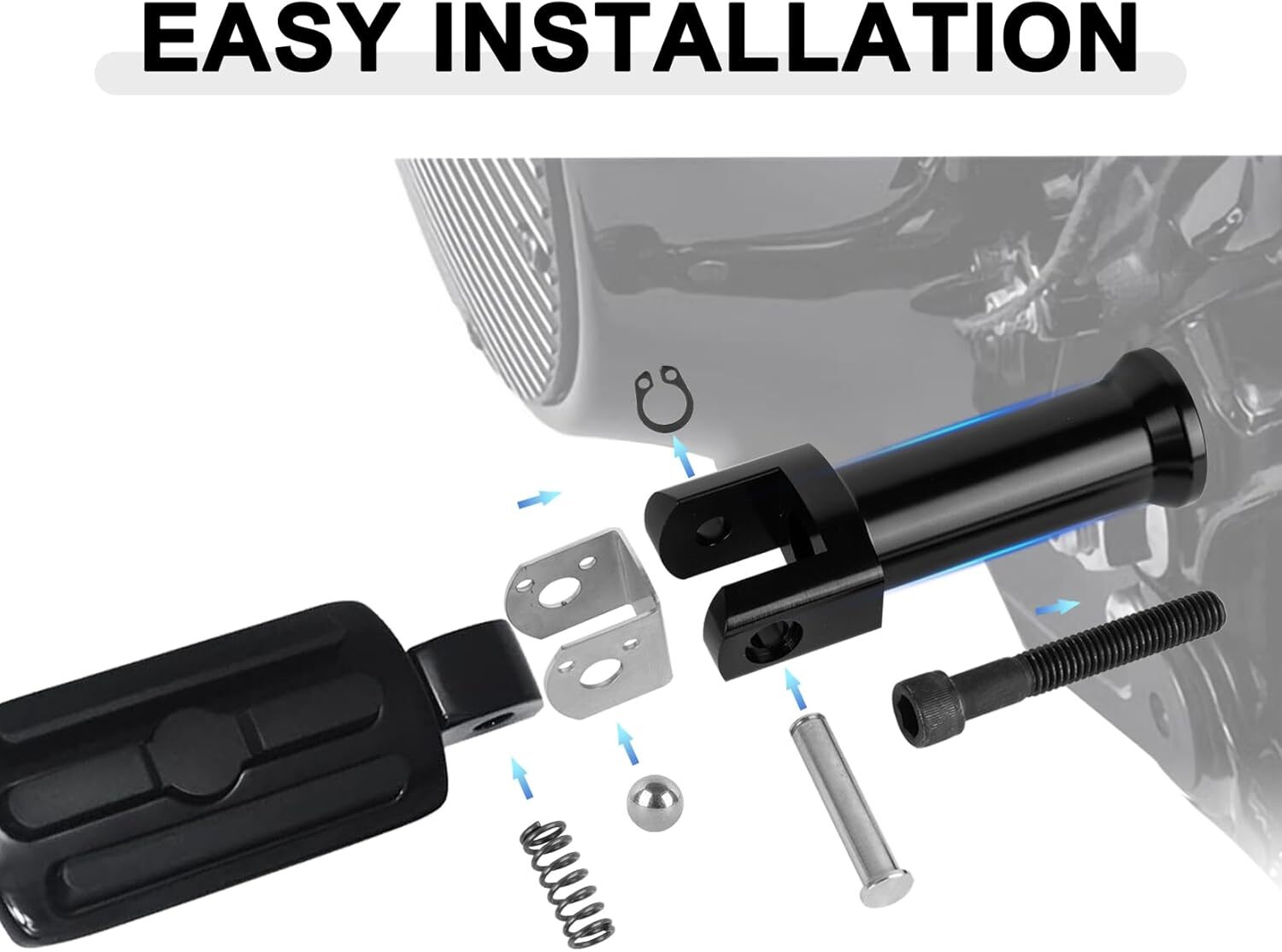 PSLER Left and Right Street Bob Foot Pegs, Softail Passenger Footpeg Supports