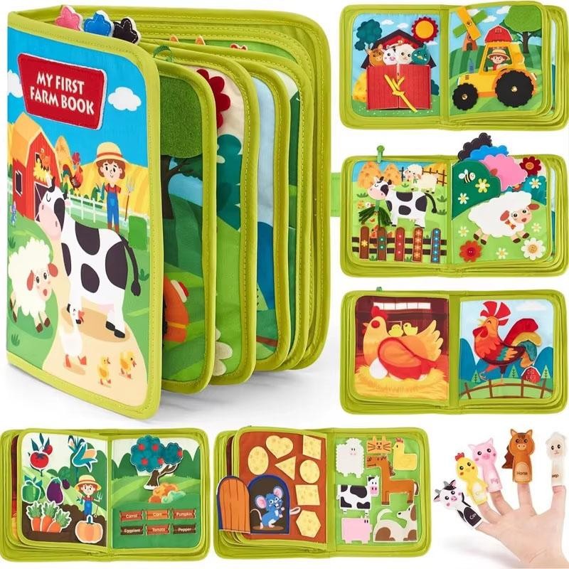 Montessori Busy Cloth Book Toddlers Farm Animal Story Felt Preschool Learning Fi