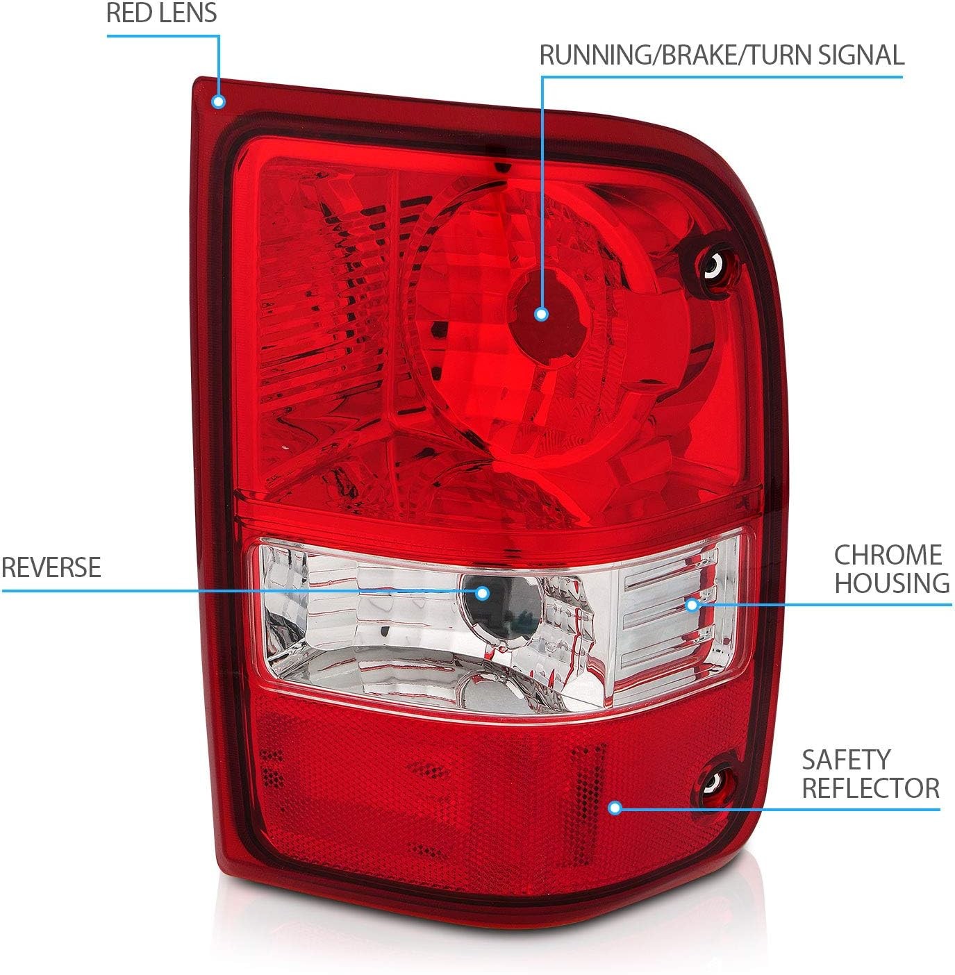 2001-2011 Ford Ranger Pickup Factory-Type Red Tail Lights Pair Left & Right