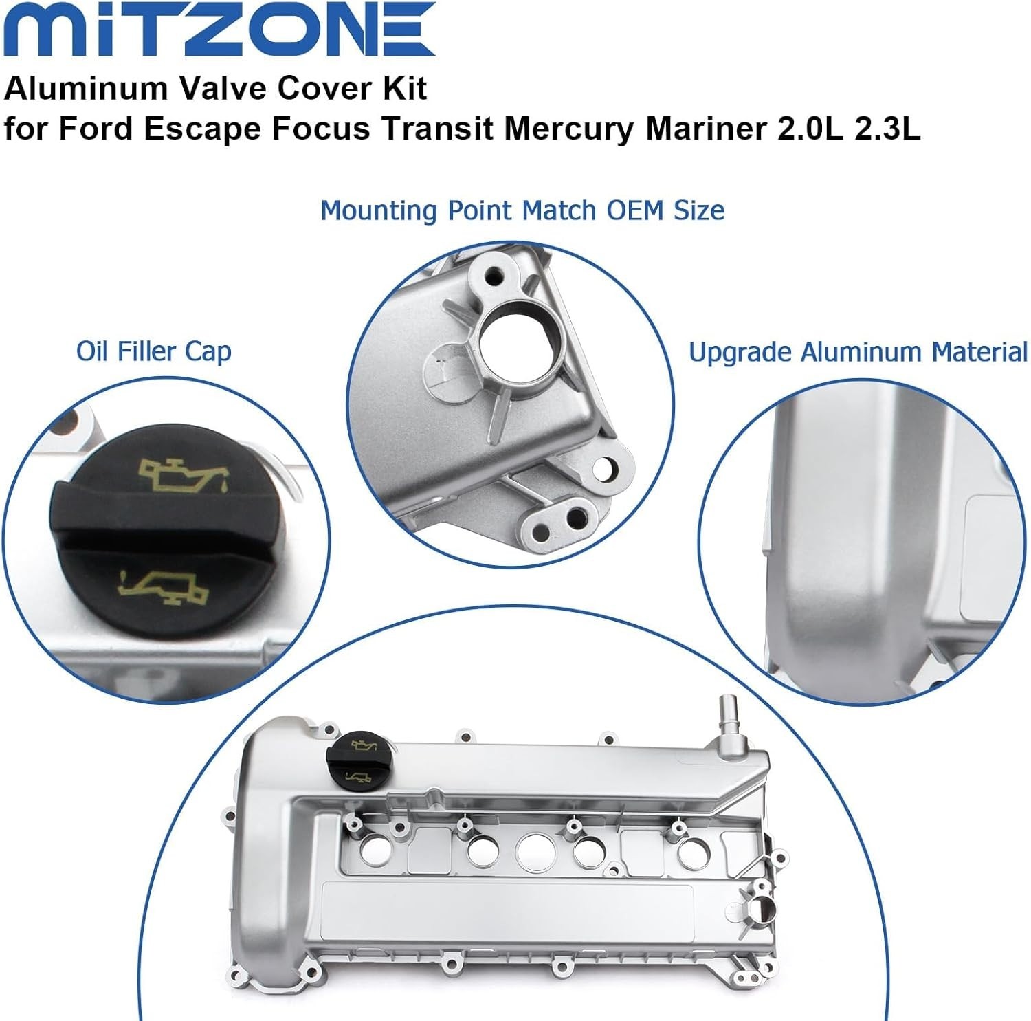 Upgrade Aluminium Valve Cover compatible with 2005-2013 Ford Focus Escape