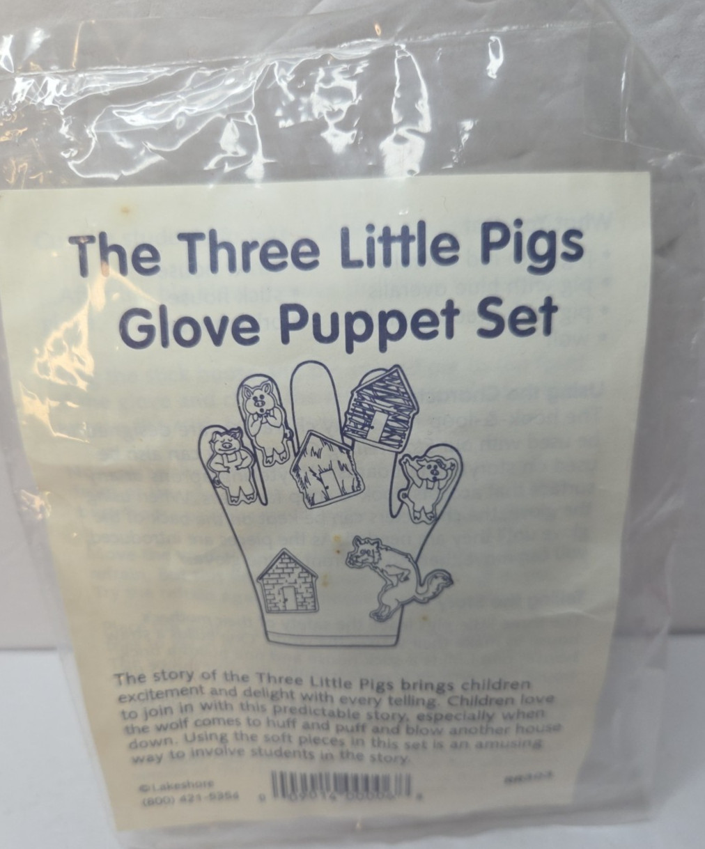 Lakeshore Preschool Storytelling 3 Little Pigs Glove Puppets 1 Set/wo Glove