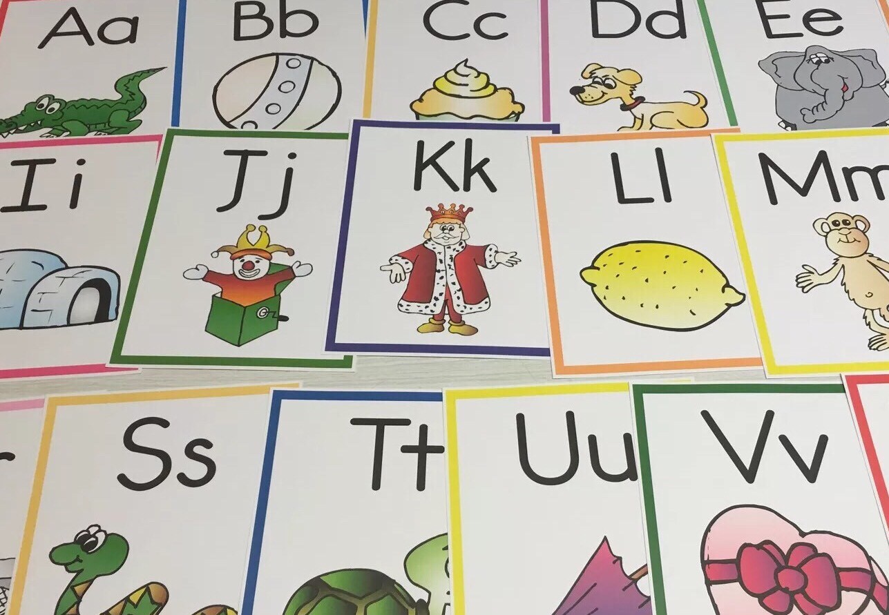 26 Colored Alphabet Posters.8.5×11 classroom signs PRINTED Wall decor
