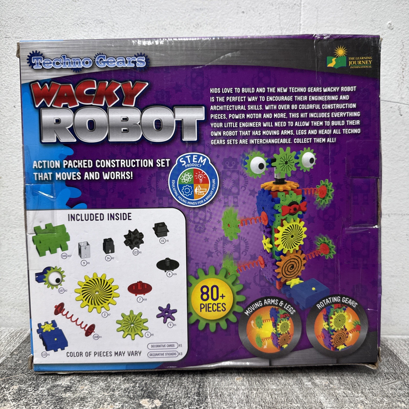 Techno Gears Wacky Robot Construction Set STEM Product 80 Pieces NEW SEALED