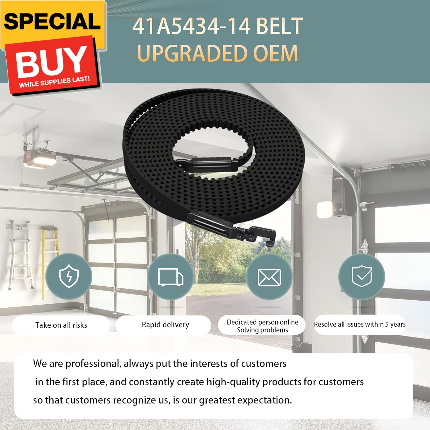 2025 Upgrade 41A5434-14 Garage Door Opener Belt Drive Replacement 41A5434-14A Ga