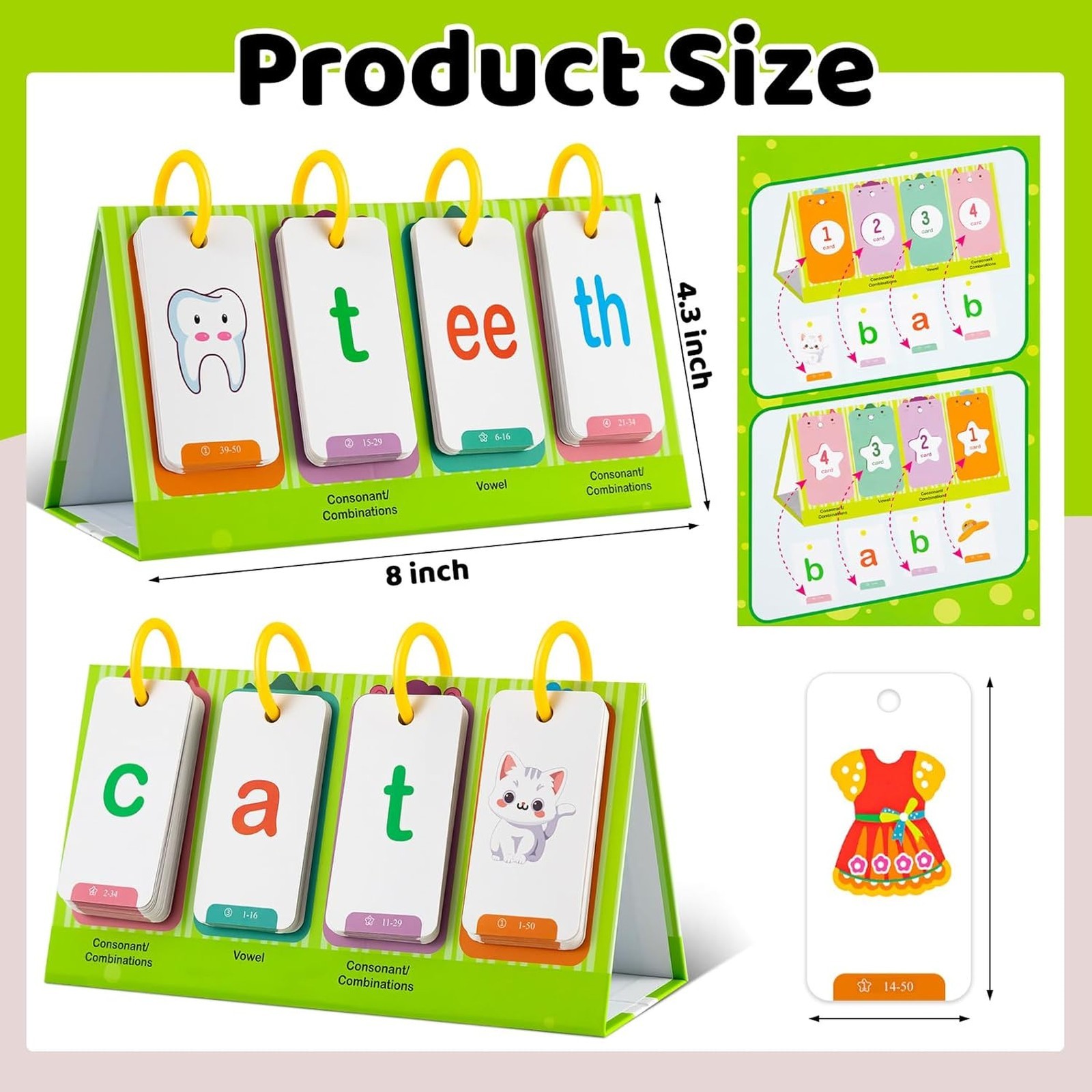 CVC CVCC Words Games Phonics Flash Cards for Preschool Kindergarten Alphabet