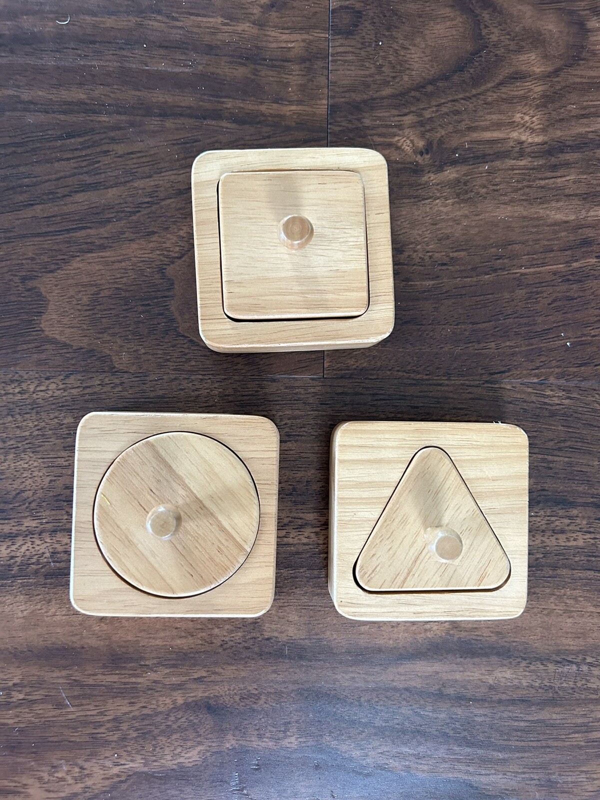 Montessori & Me Single Shape Puzzles Wood Triangle Circle Square