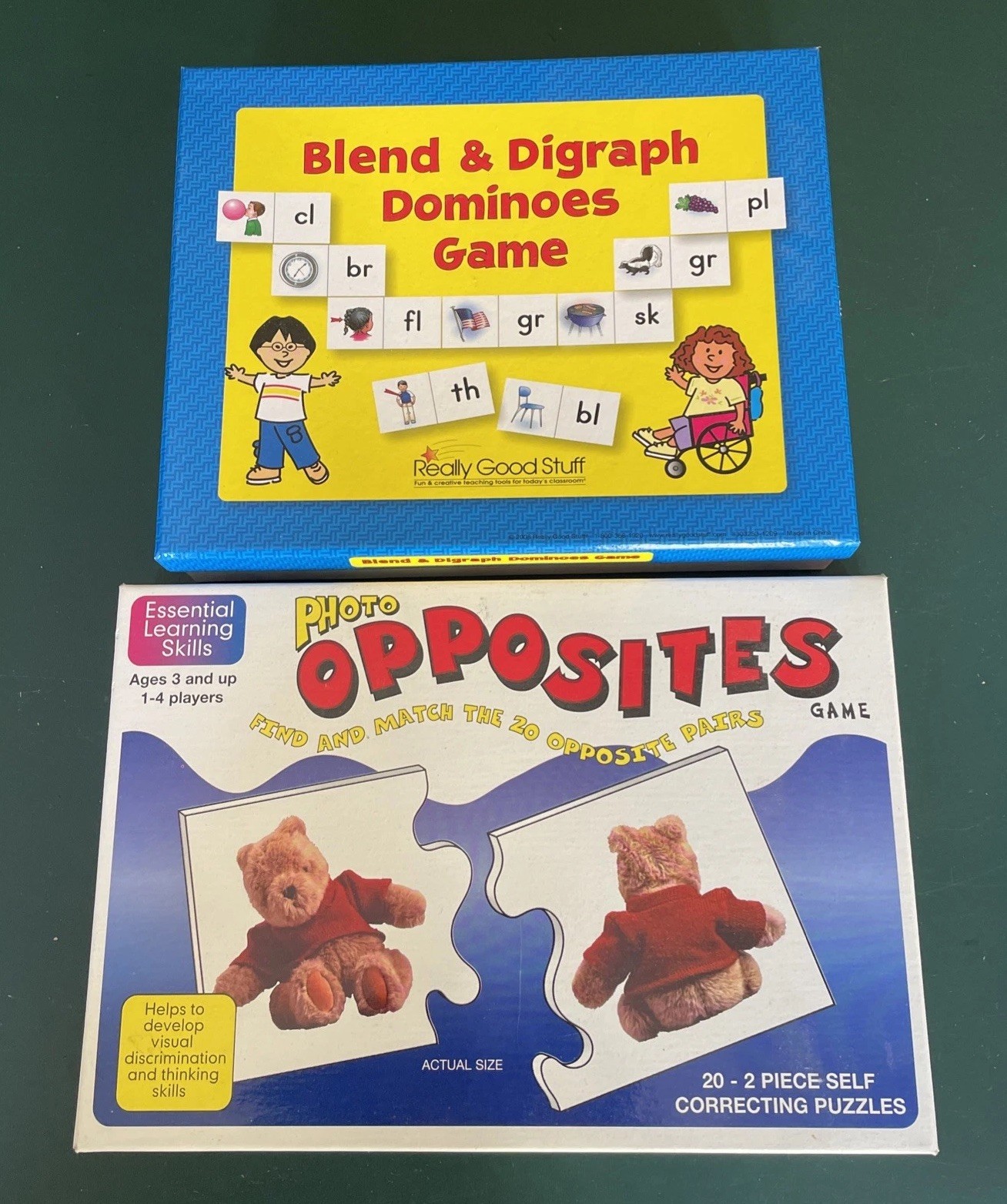 Blend and Digraph Dominoes & Photo Opposites Game Essential Learning Skills
