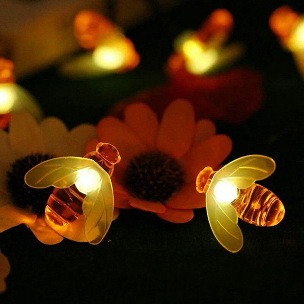 Solar Outdoor Bumble Bee Lights, 20 LED Waterproof Garden Fairy Decoration