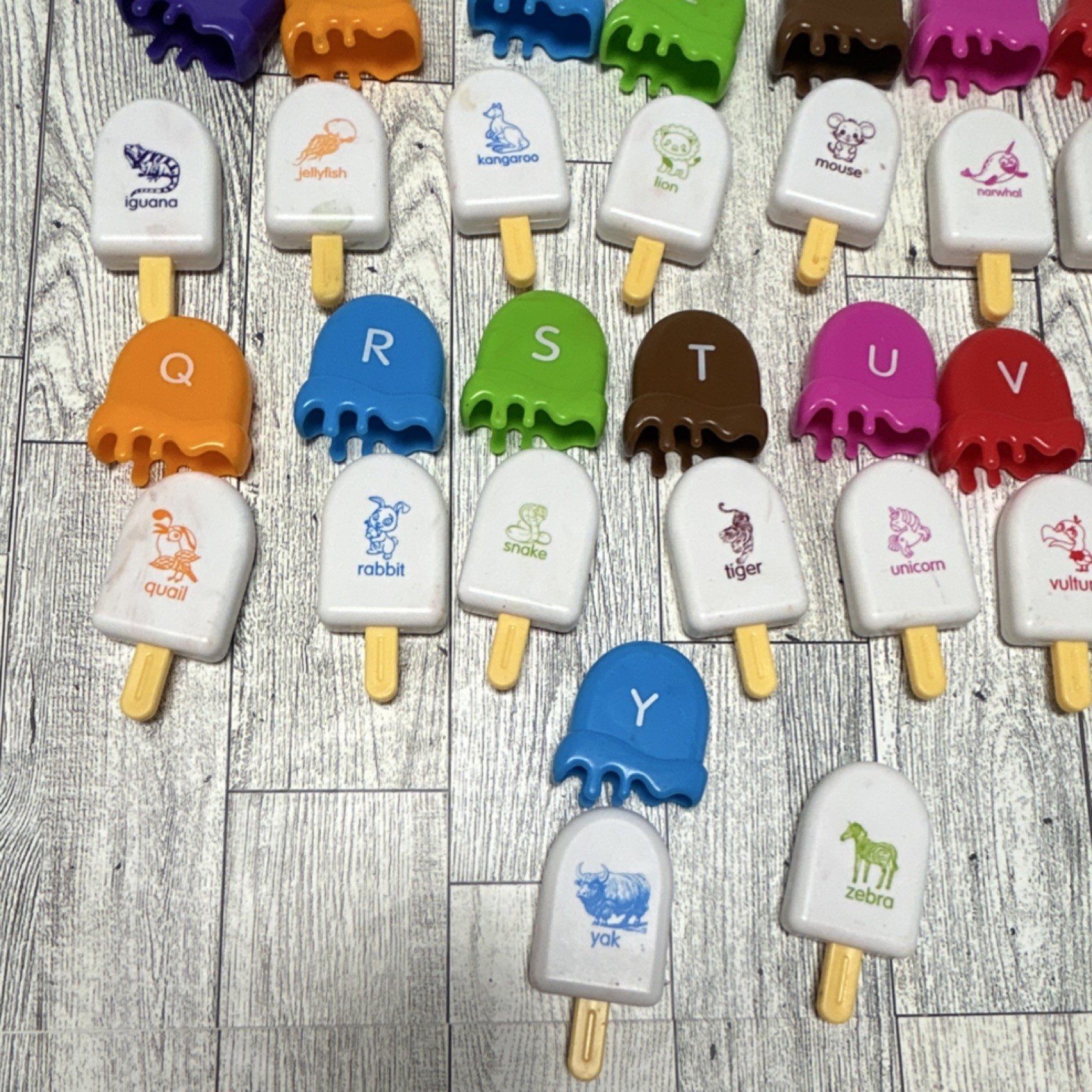 Alphabet Popsicle Educational Toy Set Uppercase Lowercase Letters Animal Names