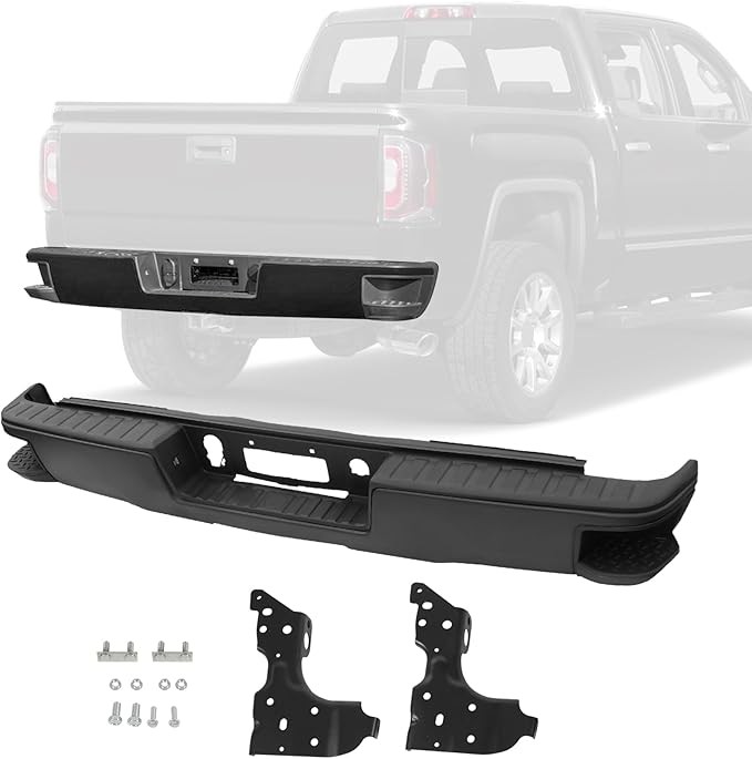 14-18 Chevy Silverado GMC Sierra 1500 Rear Step Bumper Assembly Black Steel w/o