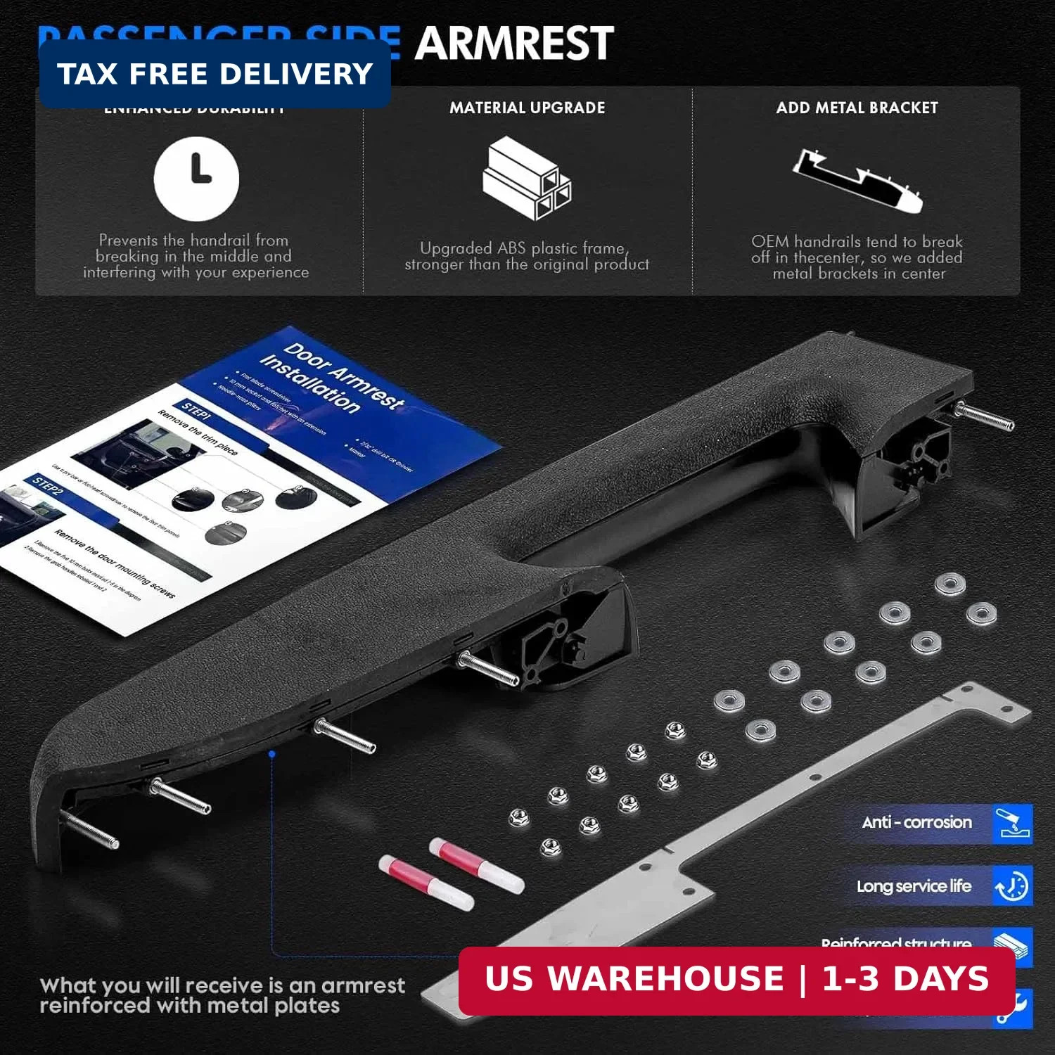 22818470 Front Right Passenger Side Armrest Repair Kit Fit for Chevy Silverado 1