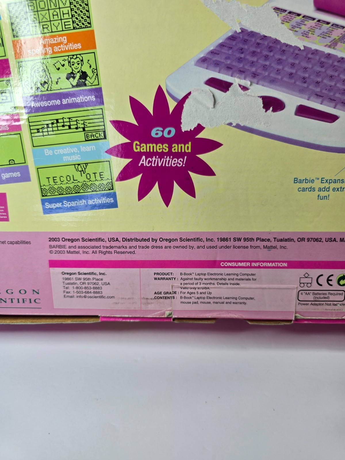 Barbie B-Book Learning Laptop Mattel 60 Games & Activities Y2K Toy 2003 – NIB