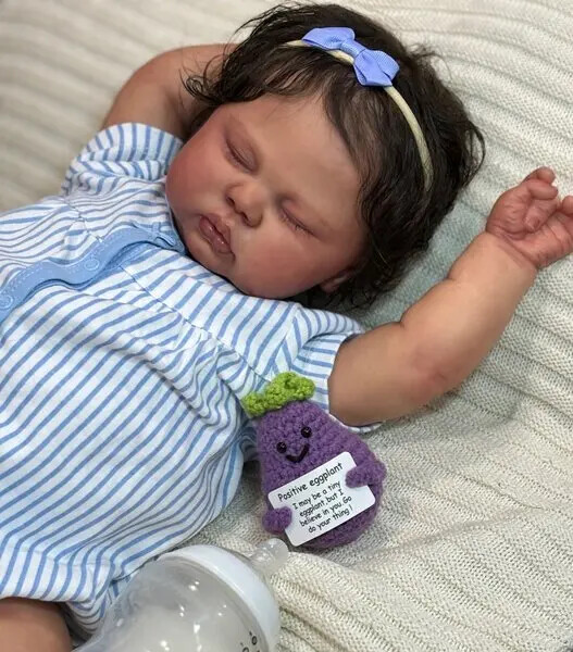 25inch Customized Pickle Reborn Dolls Baby Dark Skin Doll With Hand-Rooted Hair