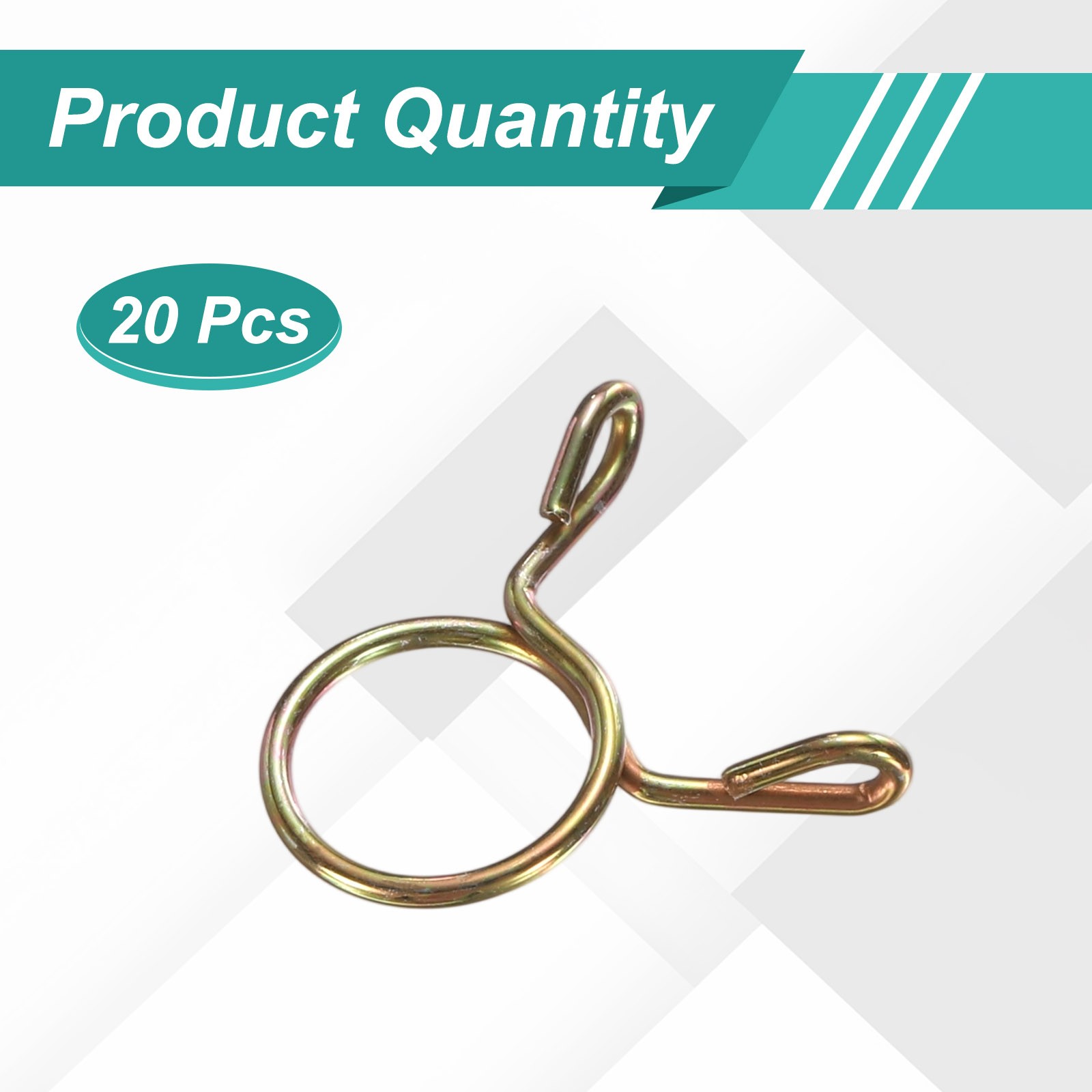 20Pcs 11mm ID 12.3mm OD Fuel Line Hose Clips 65Mn Spring Clips Clamps Gold