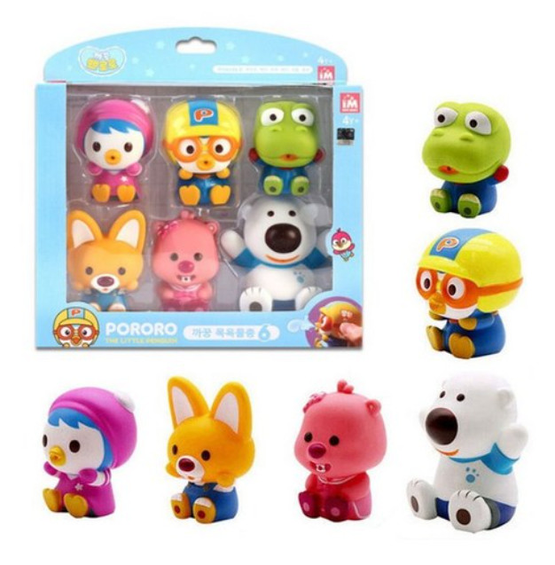Pororo & Friends 6 Figures Shower Bath Kid Play Toy Birthday Cake Topping Deco