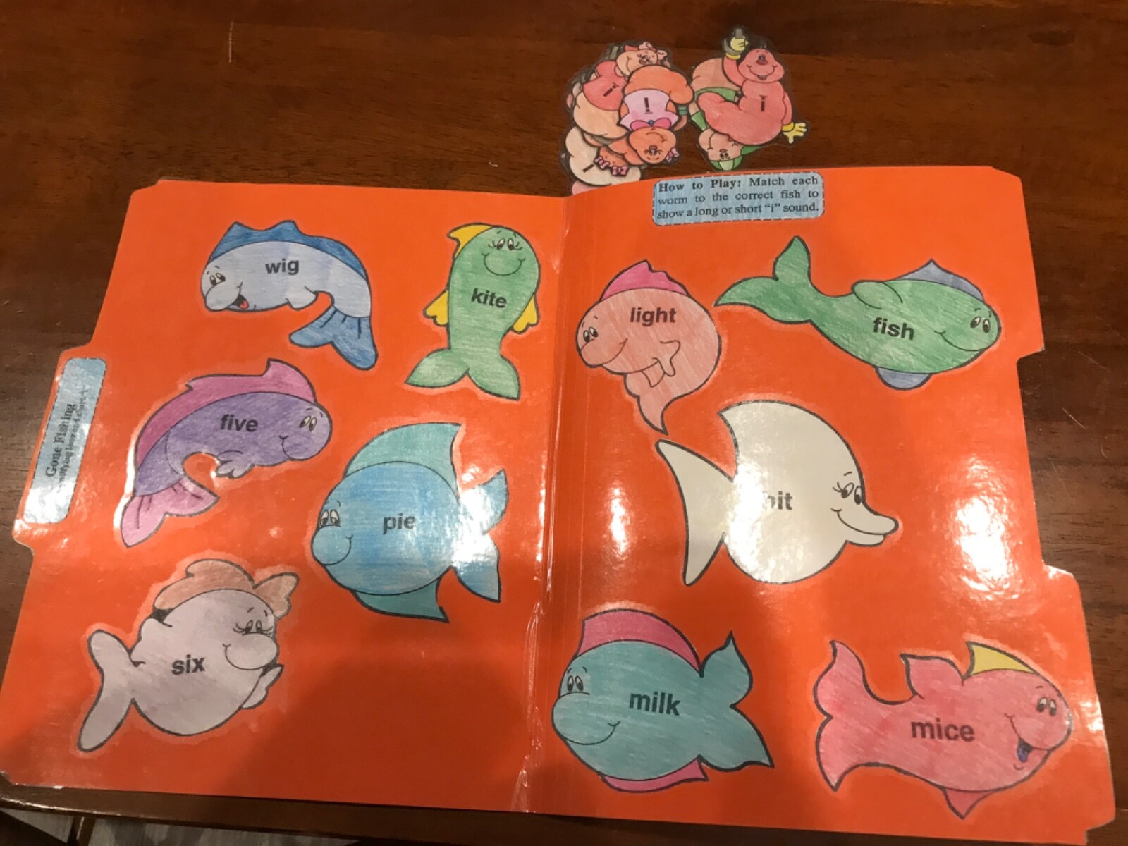 gone Fishing! Long short I” Sounds 2nd grade language arts file folder game