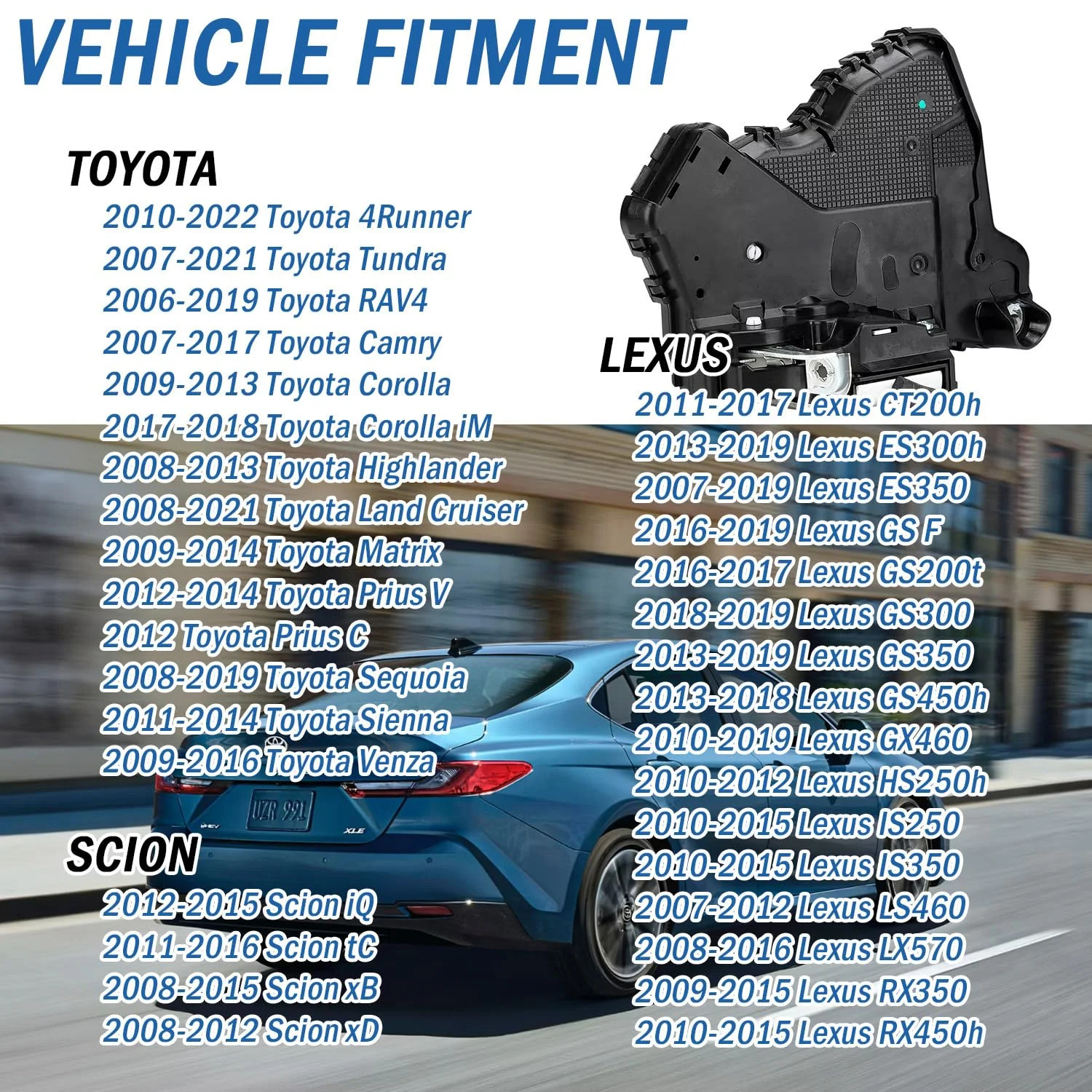 Front Left Driver Side Door Lock Latch Actuator Motor Fits for Toyota 4Runner Tu