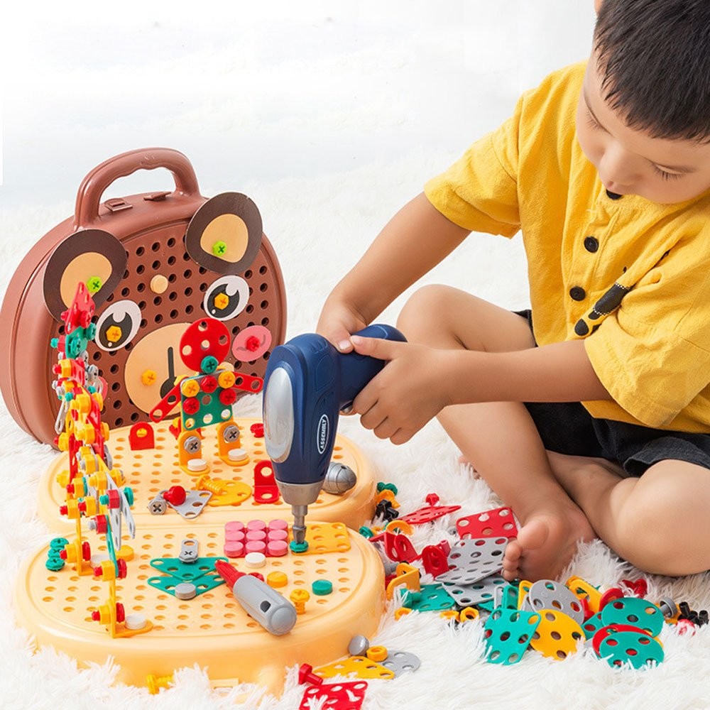 Creative Electric Drill Bits Puzzle Toy Assembly Kids Tool Box Birthday Gift JQ