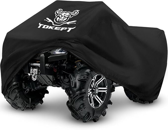 ATV Cover, Heavy Duty Black Waterproof Oxford Fabric Protective 4 Wheeler Quad