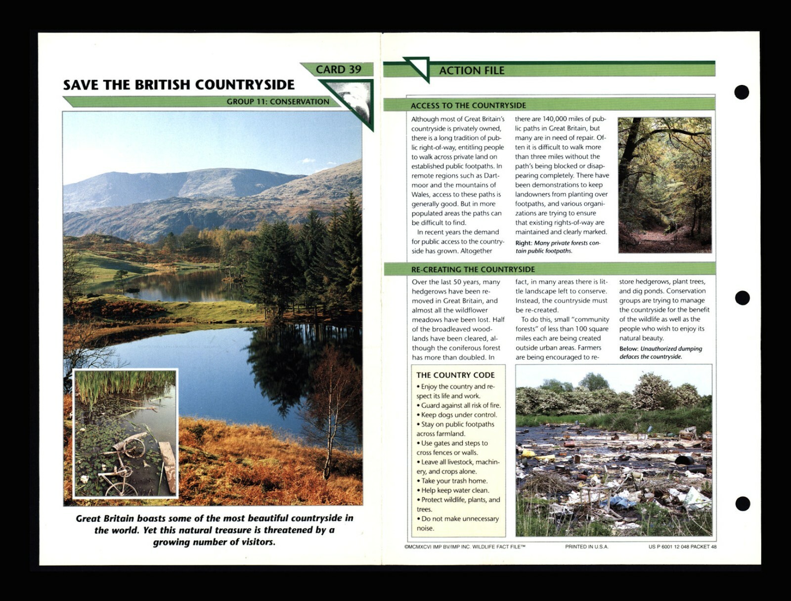 Save British Countryside Wildlife Fact File Card Conservation Home School 11.39