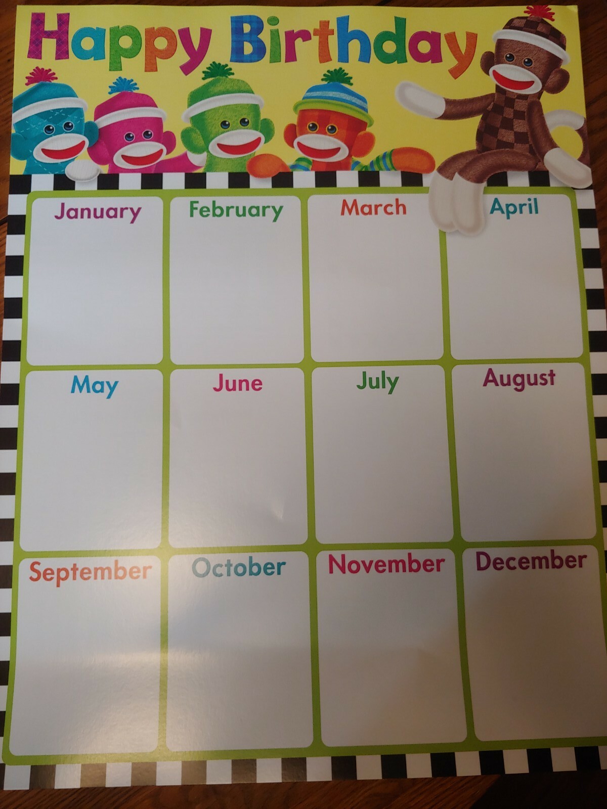 School Supplies: Classroom Poster – Celebrate Birthdays/Months ~ Games on Back