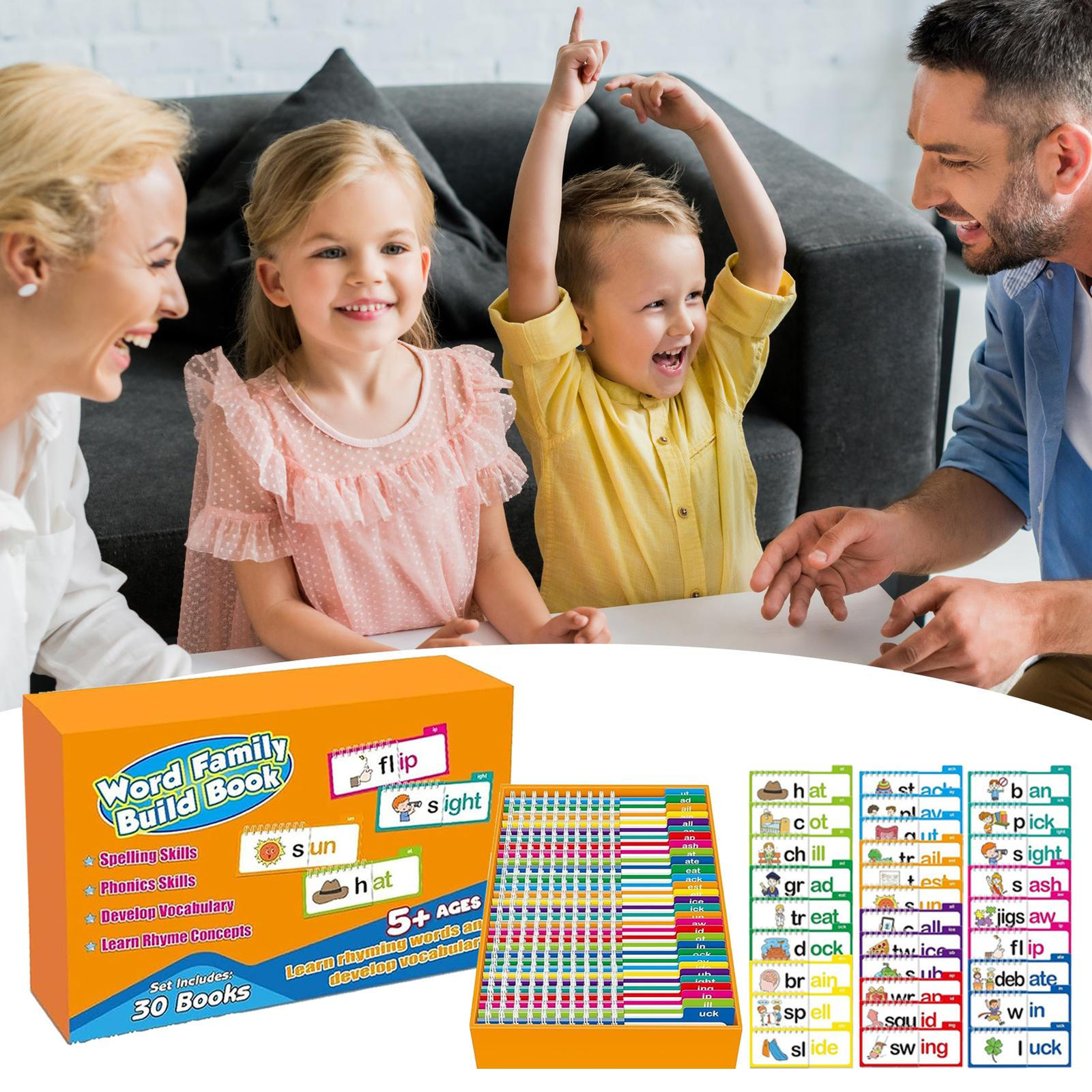 30 Read And Rhyme Flip Books Word Family Build Book Educational Reading Games