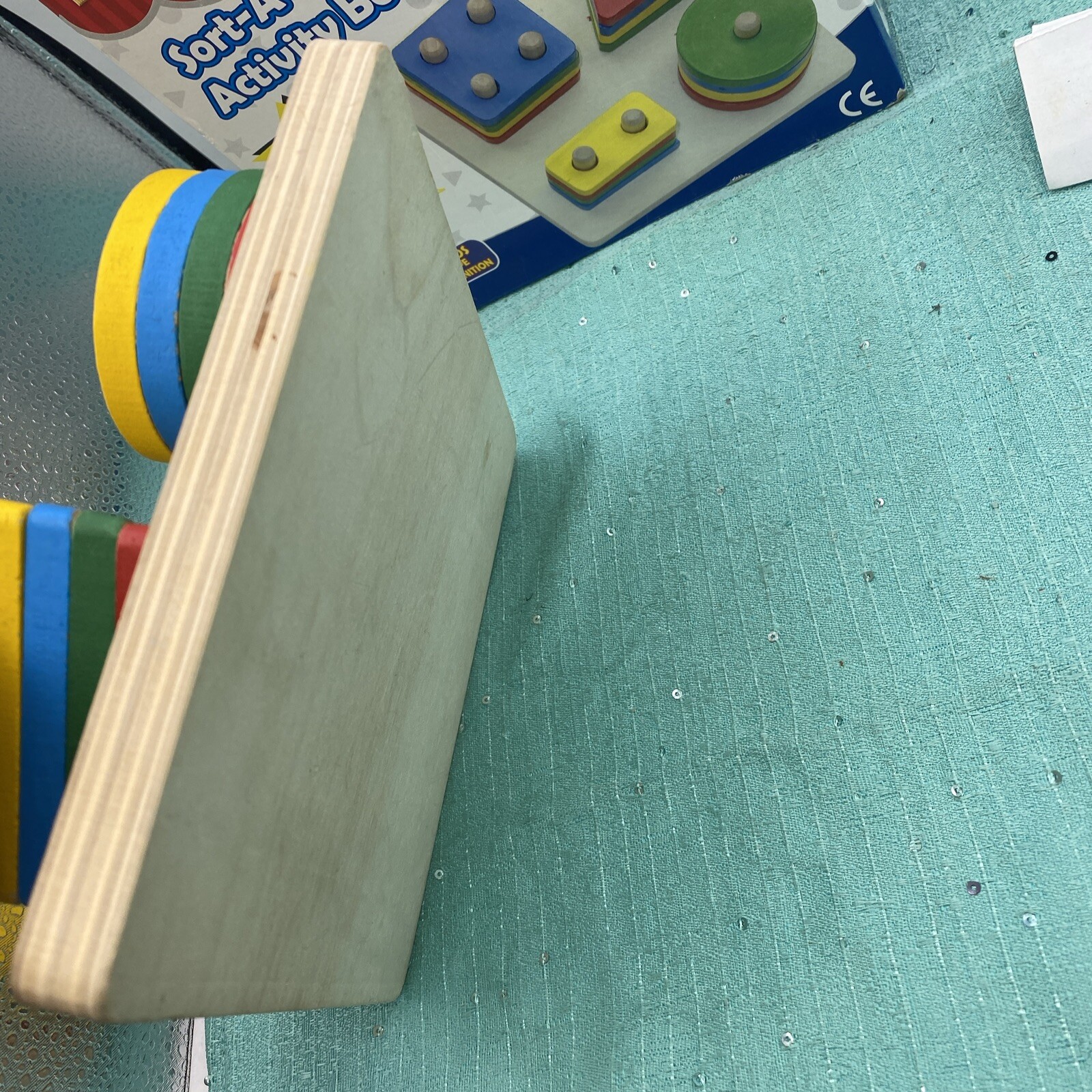 Vintage REAL WOOD TOYS Sort-A-Shape Activity Board Developmental Game