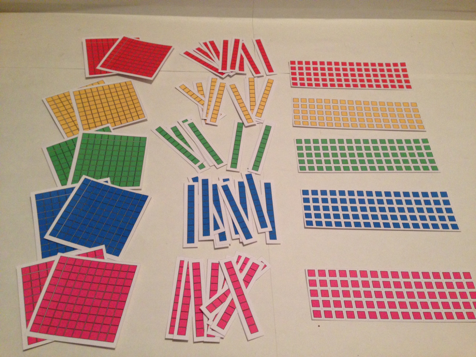Multi colored – Base 10 Student Counter set – Laminated Cards Set